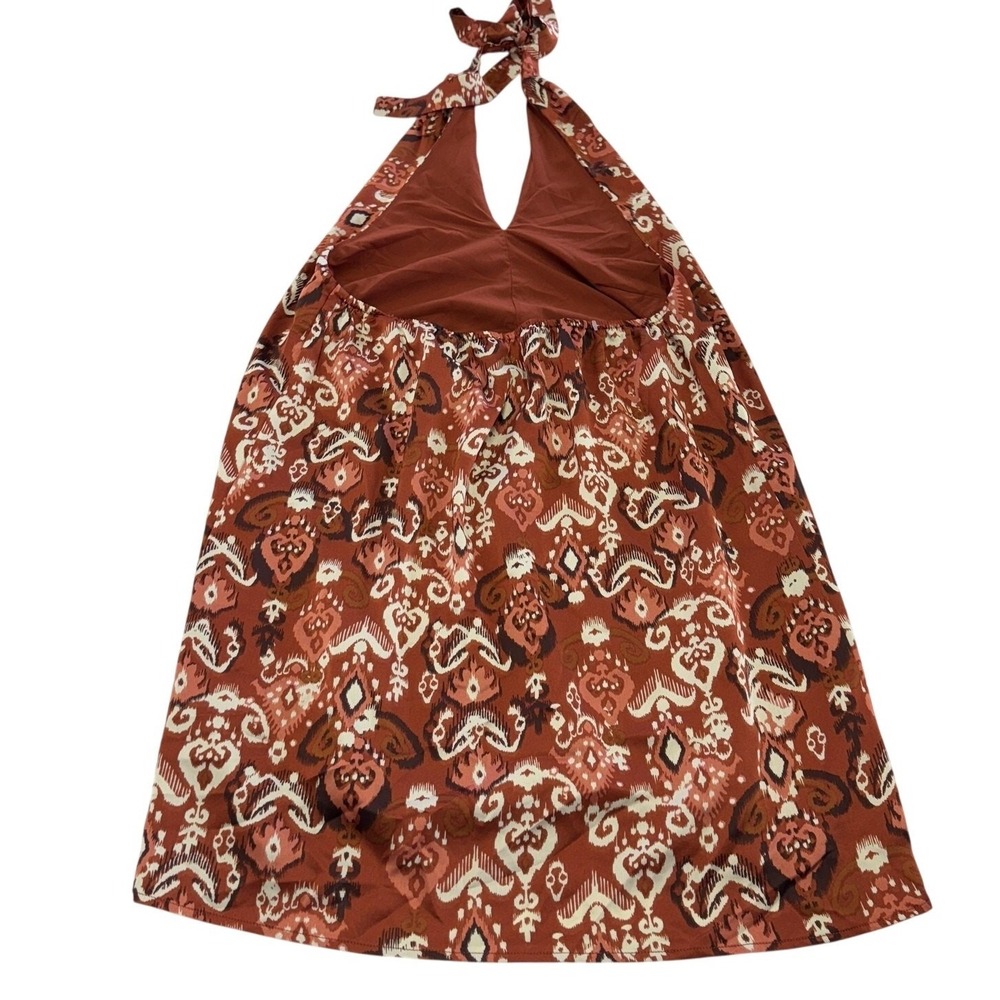 Pink Lily Dress Womens Small Orange Ikat Halter Neck Boho Mini Tropical - Picture 3 of 7